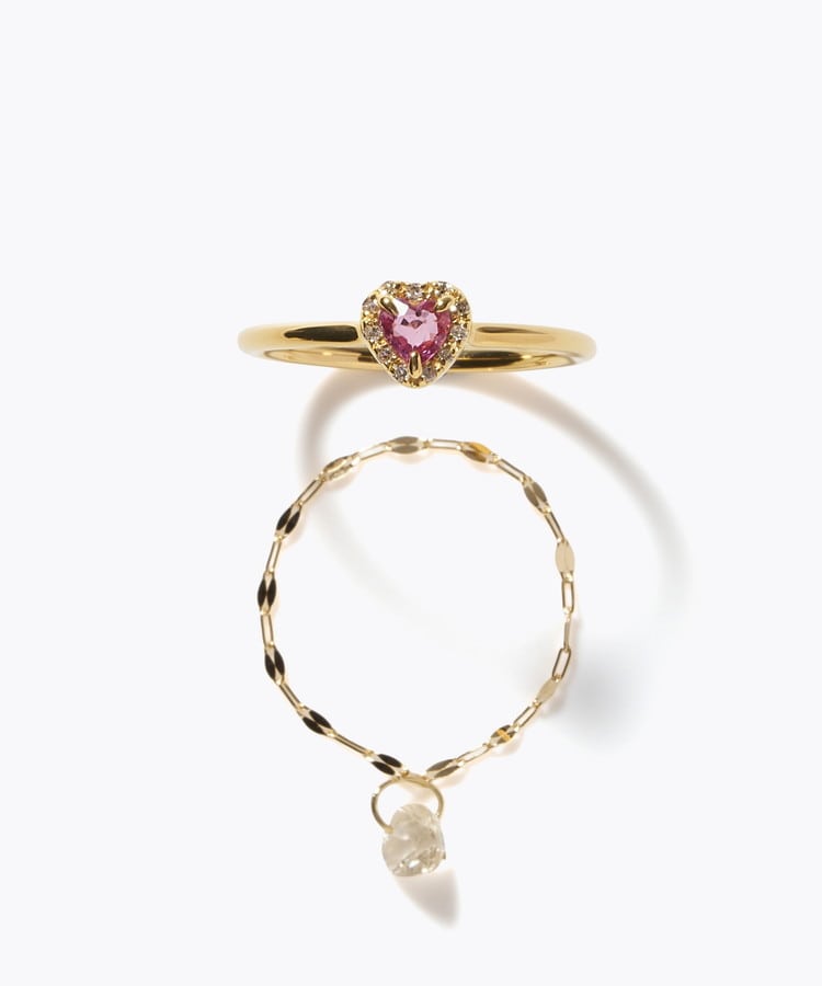 [elafonisi] 【2026 Winter Limited】 One of a kind K18 chain + multi sapphire pave diamond ring