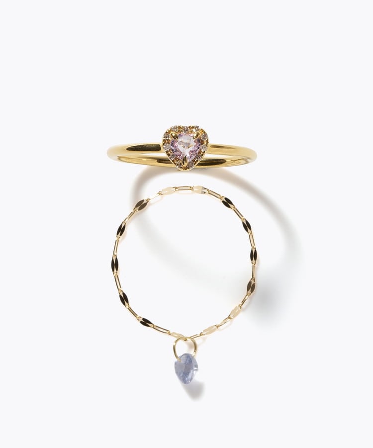 [elafonisi] 【2026 Winter Limited】 One of a kind K18 chain + multi sapphire pave diamond ring