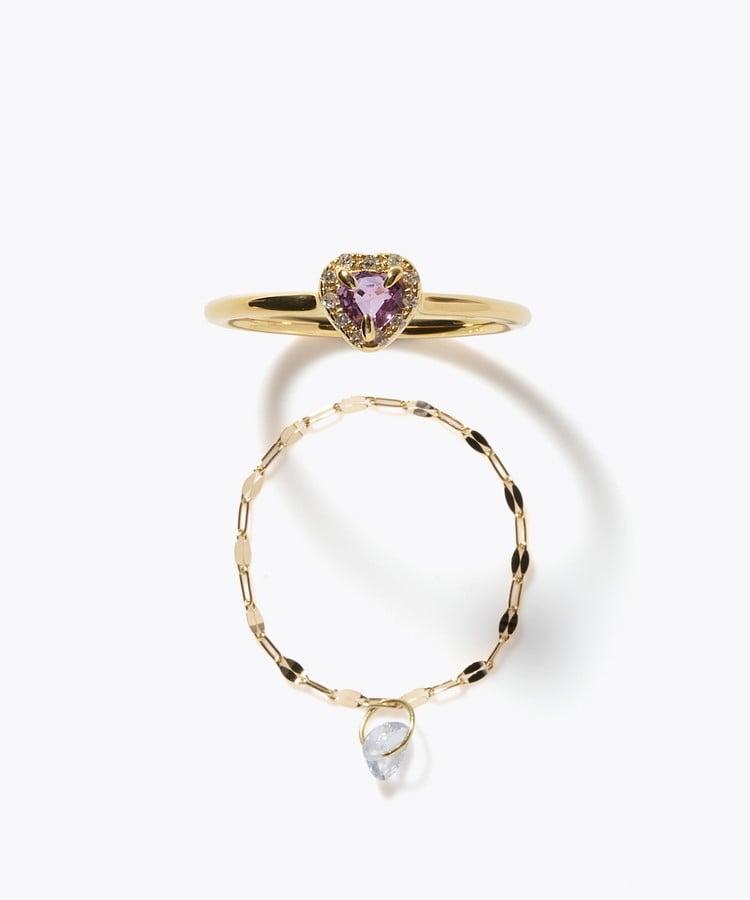 [elafonisi] 【2026 Winter Limited】 One of a kind K18 chain + multi sapphire pave diamond ring