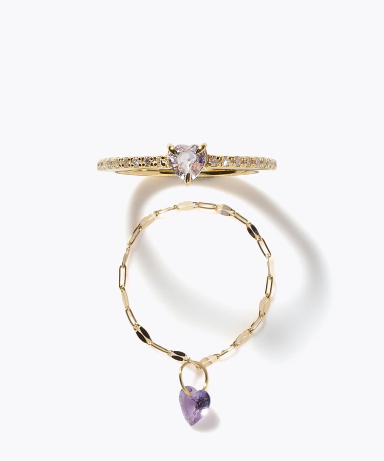 [elafonisi] 【2026 Winter Limited】 One of a kind K18 chain + multi sapphire pave diamond half eternity ring