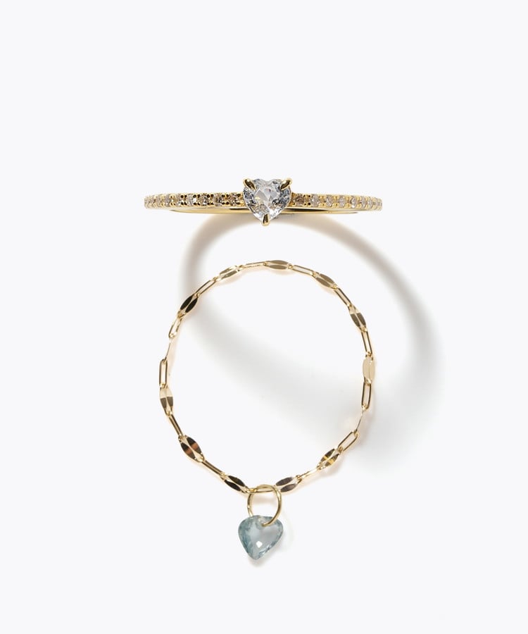 [elafonisi] 【2026 Winter Limited】 One of a kind K18 chain + multi sapphire pave diamond half eternity ring