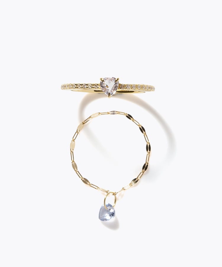 [elafonisi] 【2026 Winter Limited】 One of a kind K18 chain + multi sapphire pave diamond half eternity ring