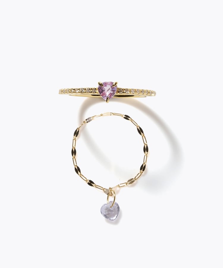 [elafonisi] 【2026 Winter Limited】 One of a kind K18 chain + multi sapphire pave diamond half eternity ring