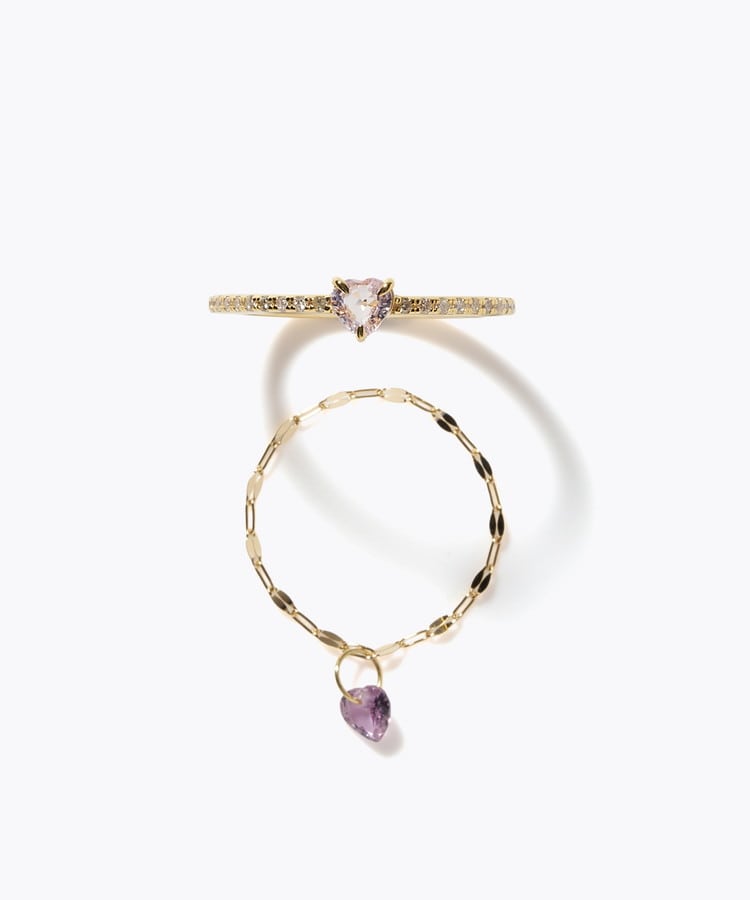 [elafonisi] 【2026 Winter Limited】 One of a kind K18 chain + multi sapphire pave diamond half eternity ring