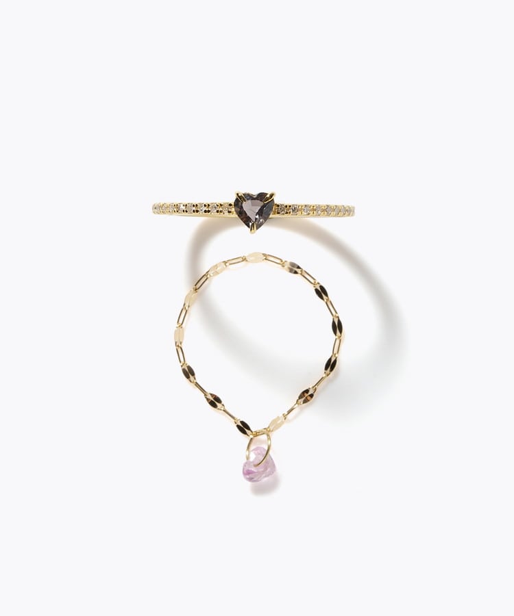 [elafonisi] 【2026 Winter Limited】 One of a kind K18 chain + multi sapphire pave diamond half eternity ring