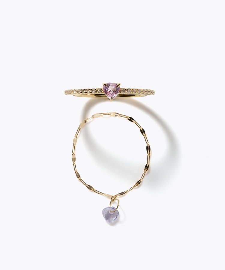 [elafonisi] 【2026 Winter Limited】 One of a kind K18 chain + multi sapphire pave diamond half eternity ring