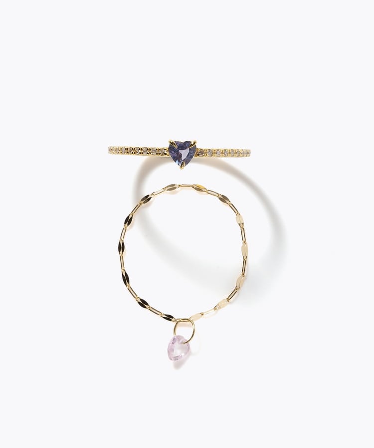 [elafonisi] 【2026 Winter Limited】 One of a kind K18 chain + multi sapphire pave diamond half eternity ring