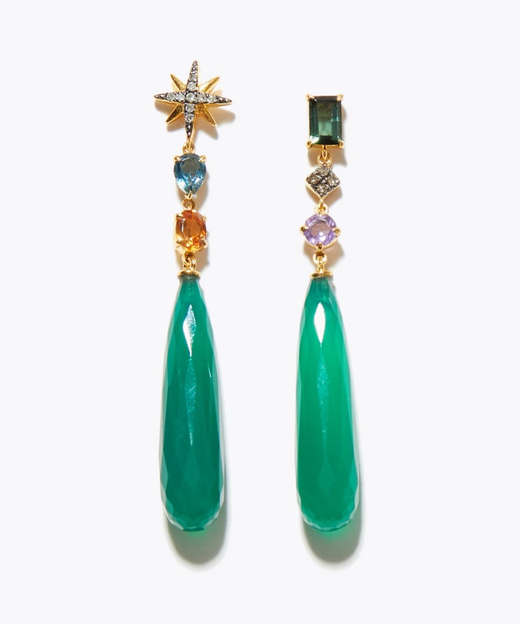 [glimmer] 【2026 Winter Limited】One of a kind green onyx star chandelier pierced earring