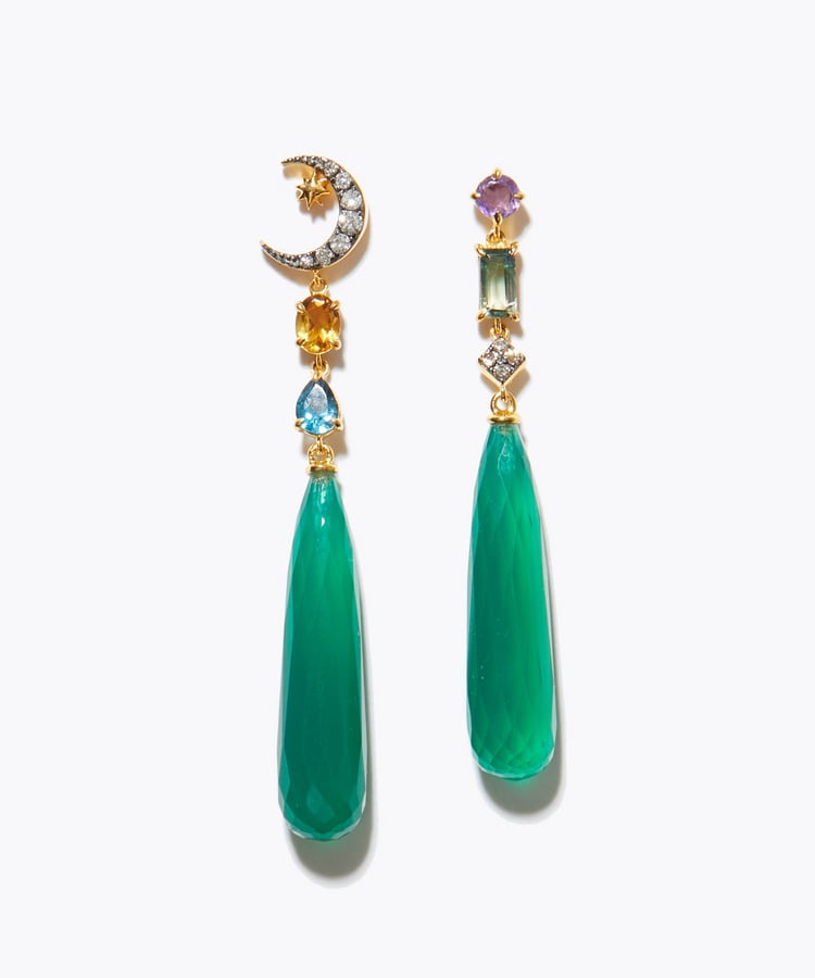 [glimmer] 【2026 Winter Limited】One of a kind green onyx moon chandelier pierced earring