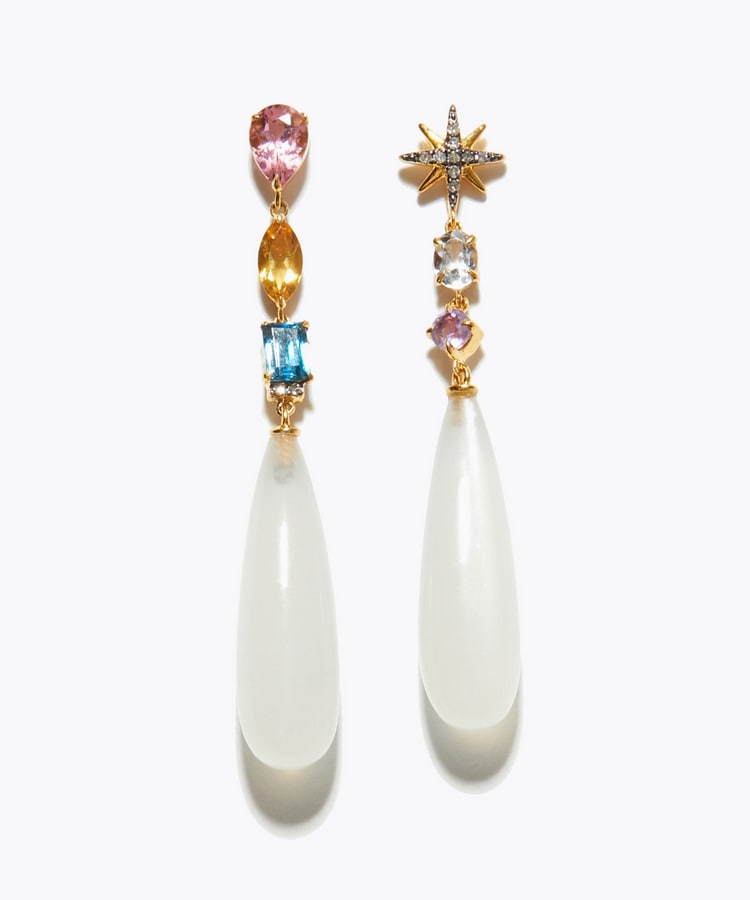 [glimmer] 【2026 Winter Limited】One of a kind moon stone star chandelier pierced earring