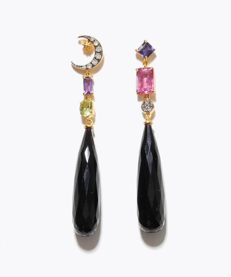 [glimmer] 【2026 Winter Limited】One of a kind onyx moon chandelier pierced earring