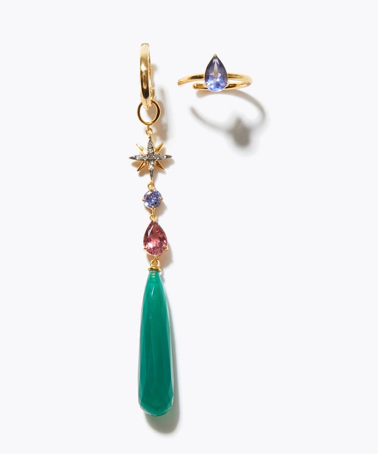 [glimmer] 【2026 Winter Limited】One of a kind green onyx star chandelier ear cuff