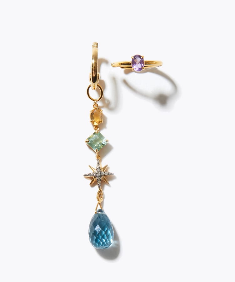 [glimmer] 【2026 Winter Limited】One of a kind london blue topaz star chandelier ear cuff