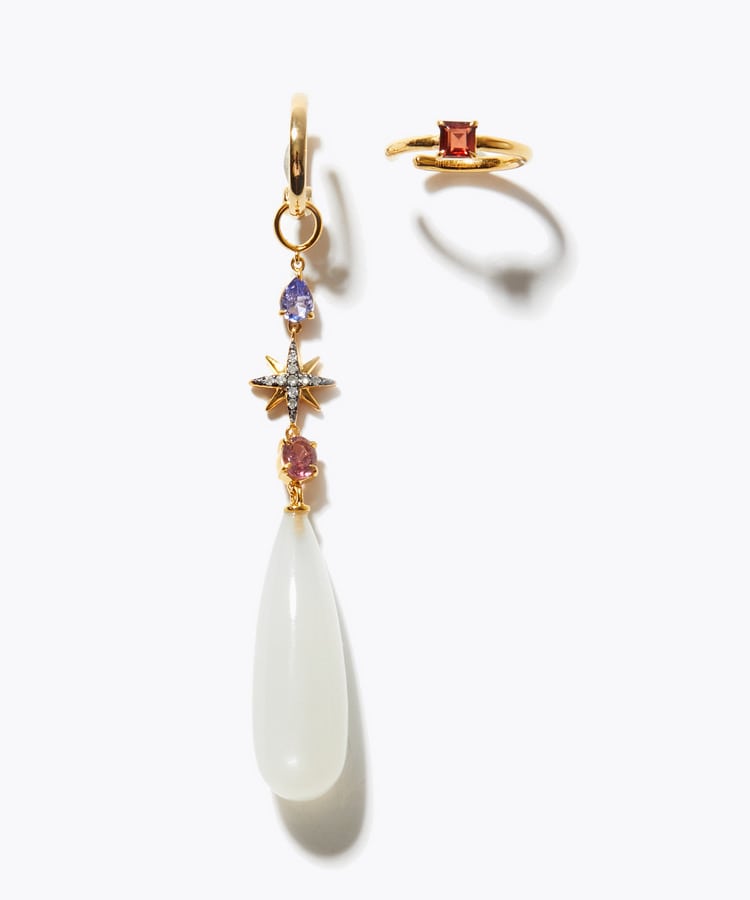 [glimmer] 【2026 Winter Limited】One of a kind moon stone star chandelier ear cuff