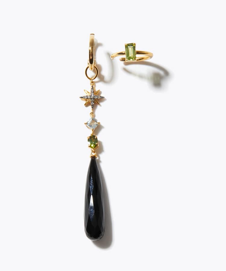 [glimmer] 【2026 Winter Limited】One of a kind onyx star chandelier ear cuff