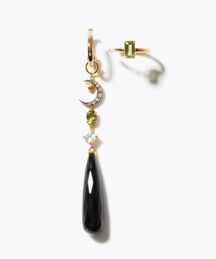 [glimmer] 【2026 Winter Limited】One of a kind onyx moon chandelier ear cuff