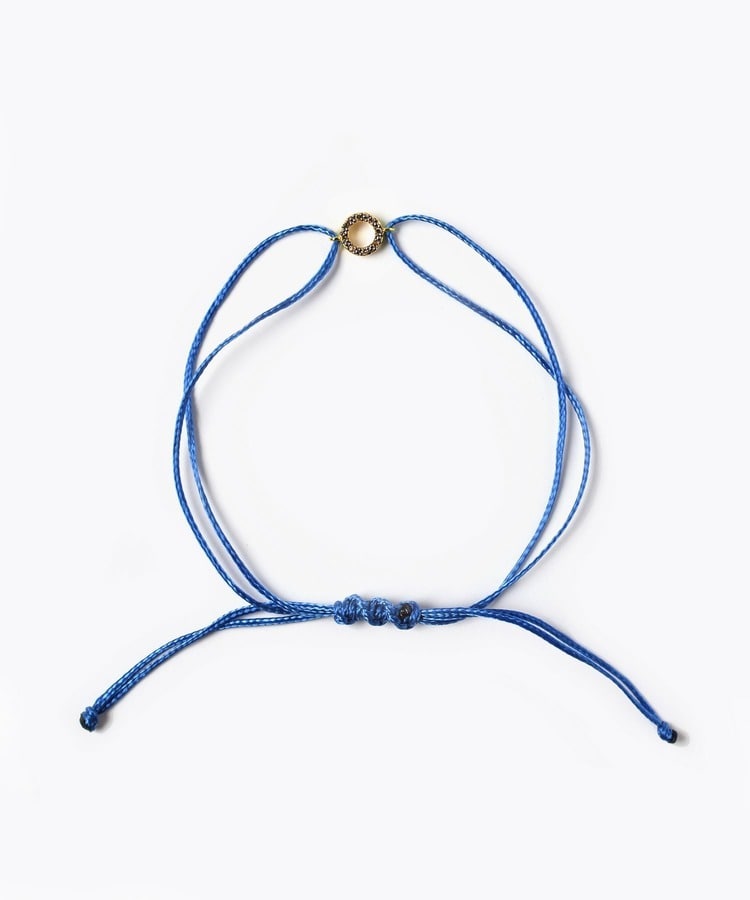 ミニサークル パヴェダイヤモンド チャーム ブルー ブレスレット