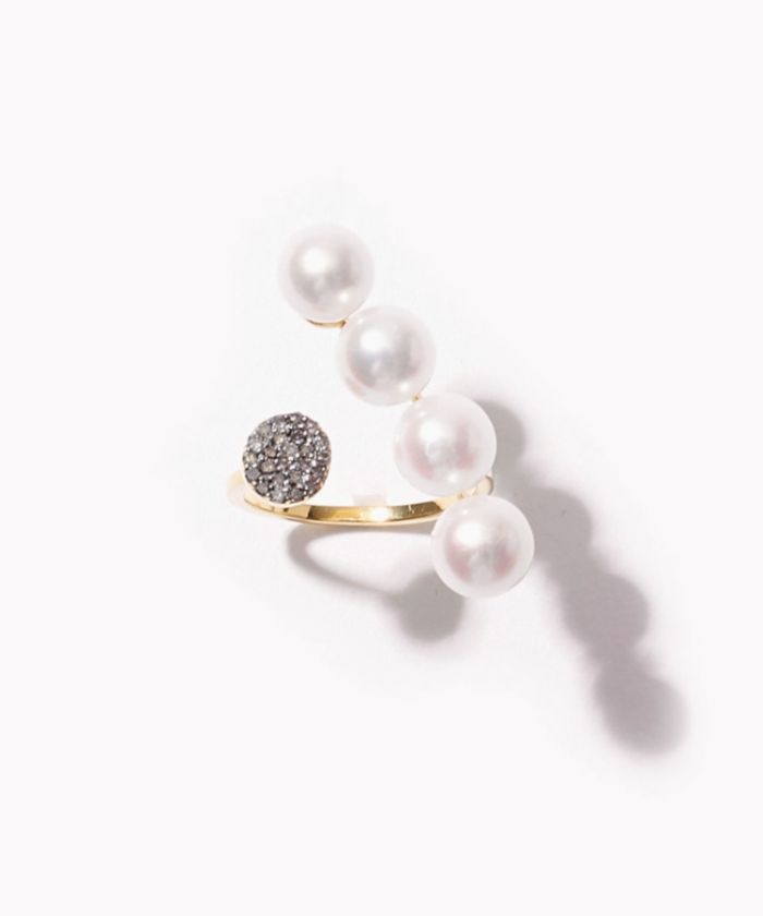 [philia] アコヤパール＆seleneパヴェダイヤモンド オープン リング